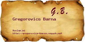 Gregorovics Barna névjegykártya